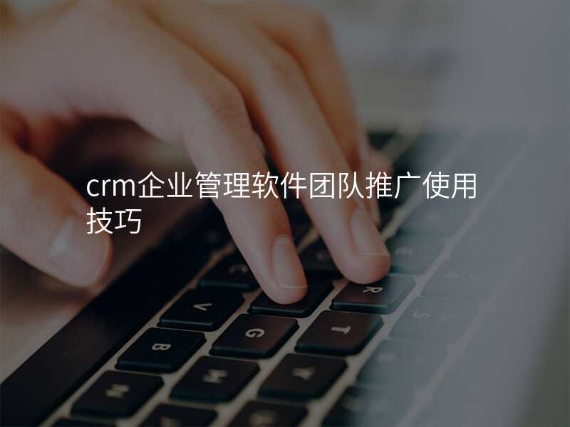 crm企业管理软件团队推广使用技巧
