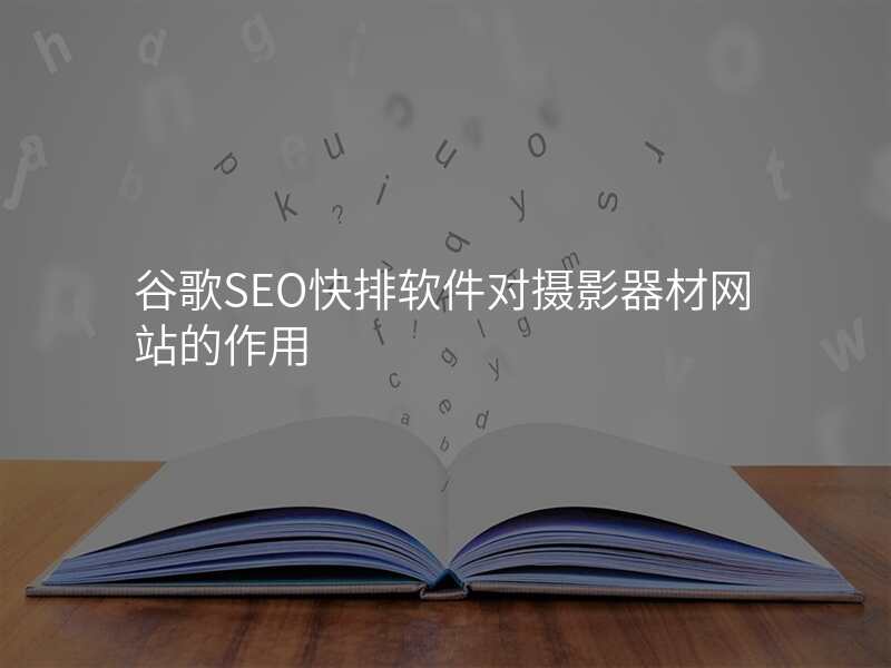 谷歌SEO快排软件对摄影器材网站的作用