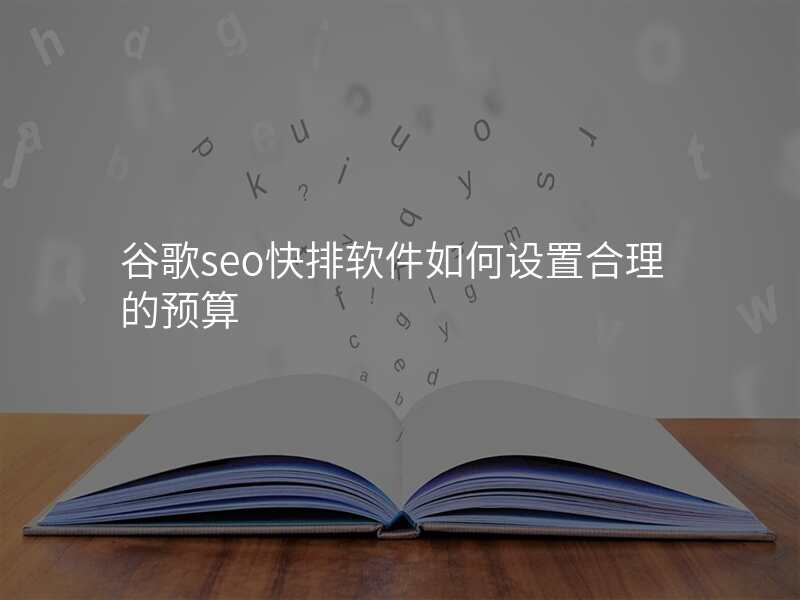 谷歌seo快排软件如何设置合理的预算