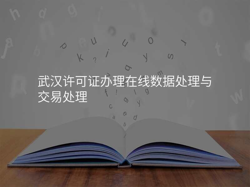 武汉许可证办理在线数据处理与交易处理
