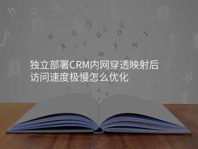 独立部署CRM内网穿透映射后访问速度极慢怎么优化