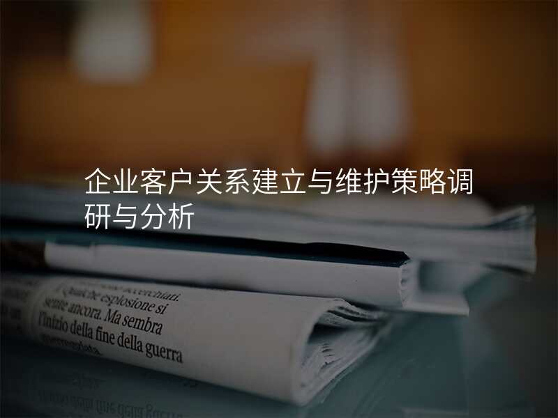 企业客户关系建立与维护策略调研与分析