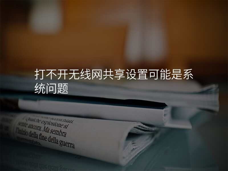 打不开无线网共享设置可能是系统问题