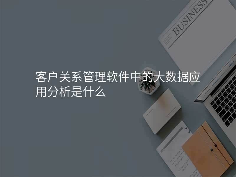 客户关系管理软件中的大数据应用分析是什么