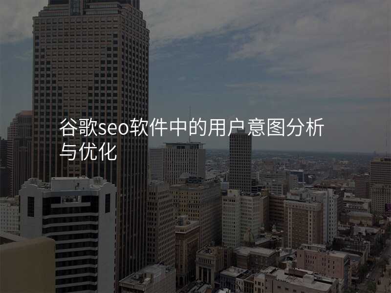 谷歌seo软件中的用户意图分析与优化