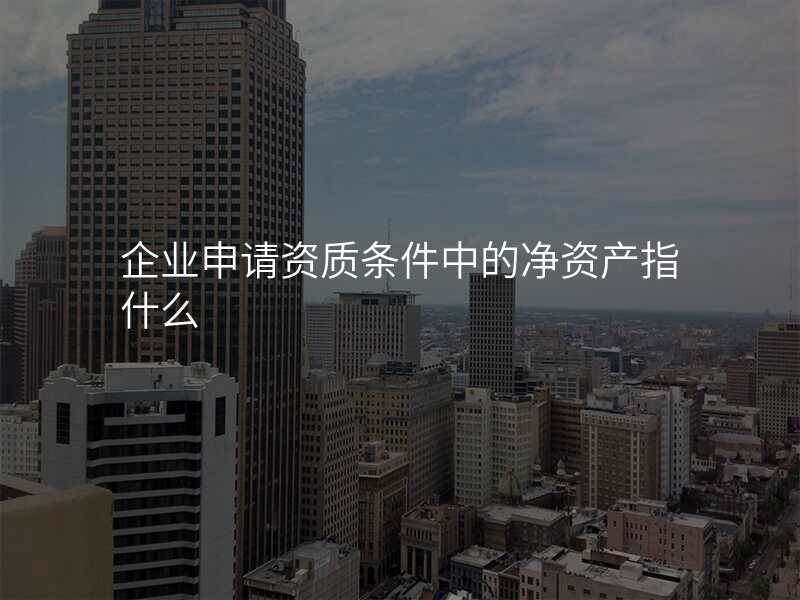 企业申请资质条件中的净资产指什么