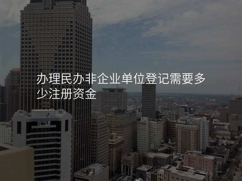 办理民办非企业单位登记需要多少注册资金