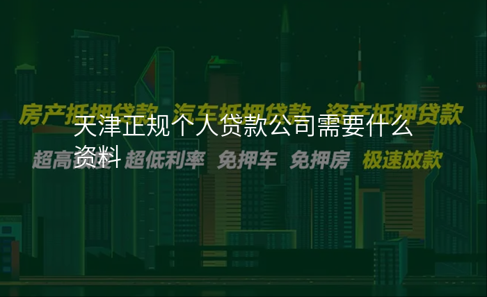 天津正规个人贷款公司需要什么资料