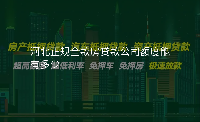 河北正规全款房贷款公司额度能有多少