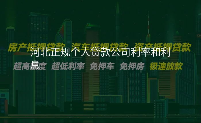 河北正规个人贷款公司利率和利息
