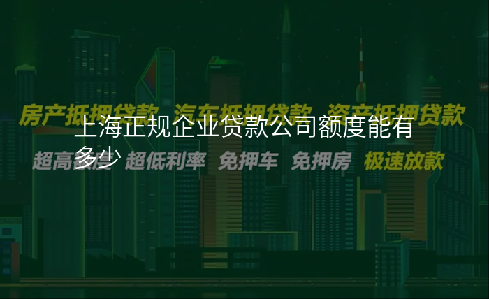 上海正规企业贷款公司额度能有多少