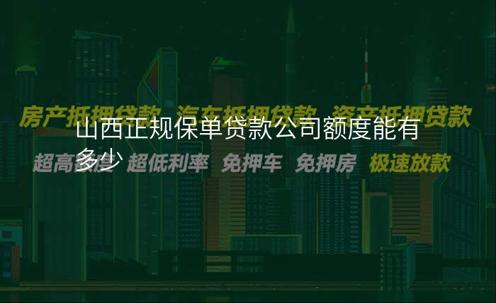 山西正规保单贷款公司额度能有多少