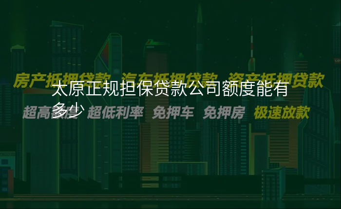 太原正规担保贷款公司额度能有多少
