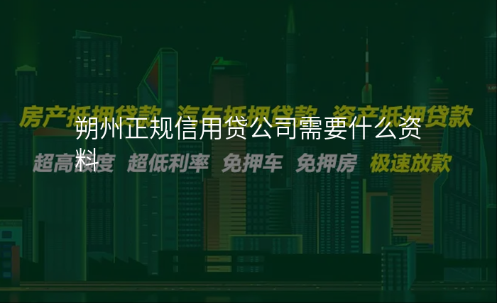 朔州正规信用贷公司需要什么资料
