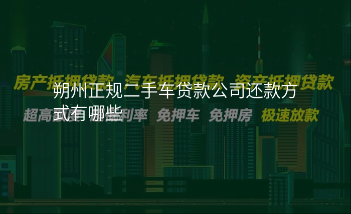 朔州正规二手车贷款公司还款方式有哪些