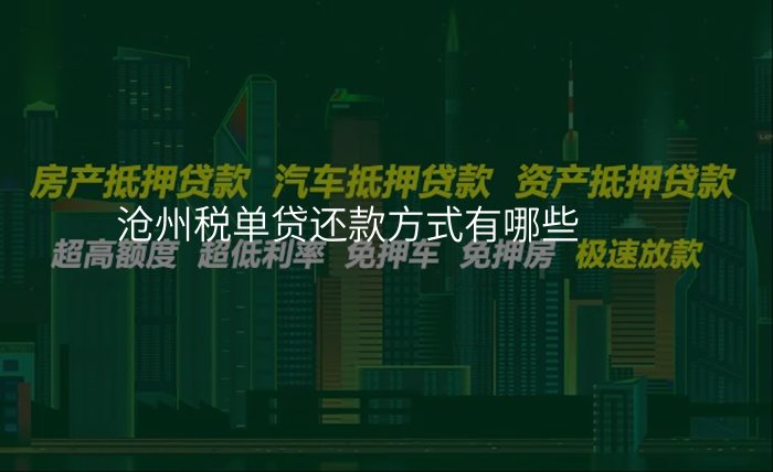 沧州税单贷还款方式有哪些