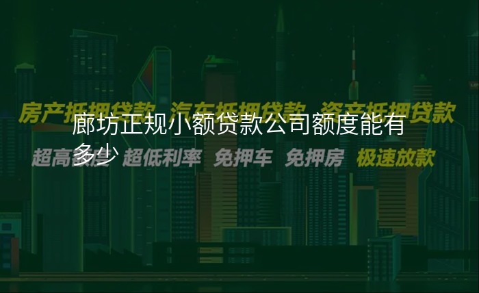廊坊正规小额贷款公司额度能有多少