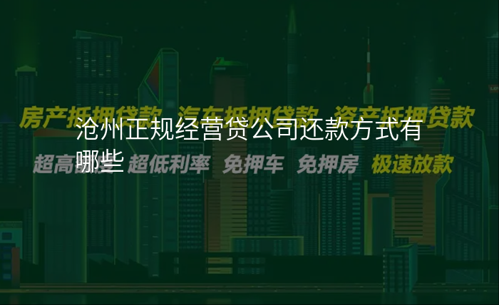 沧州正规经营贷公司还款方式有哪些