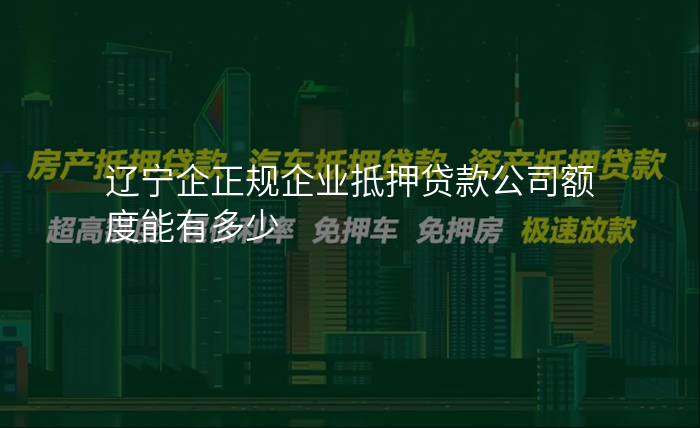 辽宁企正规企业抵押贷款公司额度能有多少