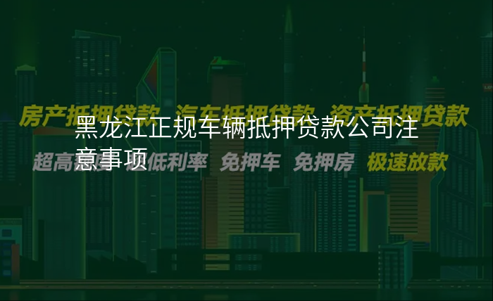 黑龙江正规车辆抵押贷款公司注意事项