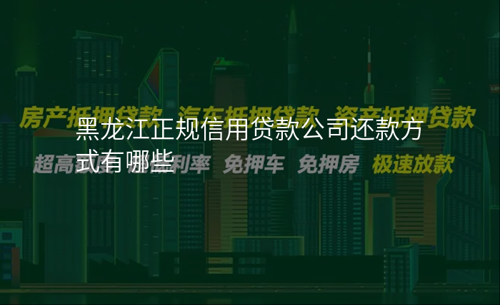 黑龙江正规信用贷款公司还款方式有哪些