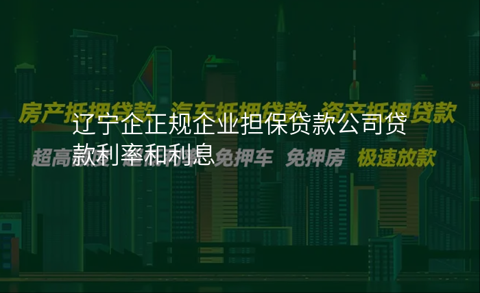 辽宁企正规企业担保贷款公司贷款利率和利息