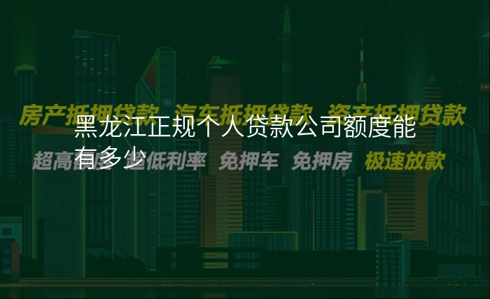 黑龙江正规个人贷款公司额度能有多少
