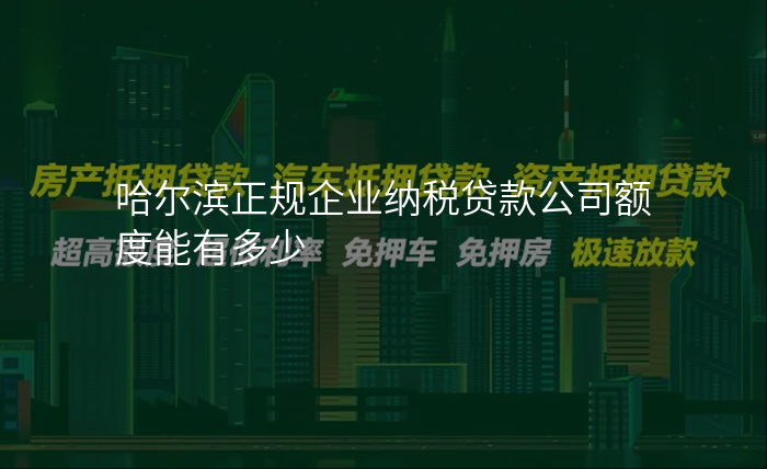 哈尔滨正规企业纳税贷款公司额度能有多少