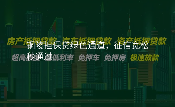 铜陵担保贷绿色通道,征信宽松秒通过