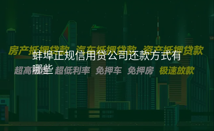 蚌埠正规信用贷公司还款方式有哪些