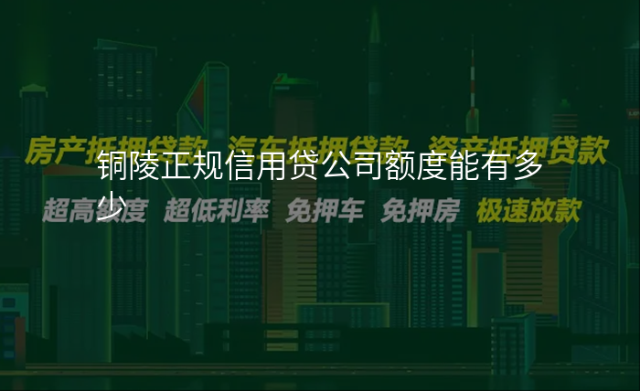 铜陵正规信用贷公司额度能有多少