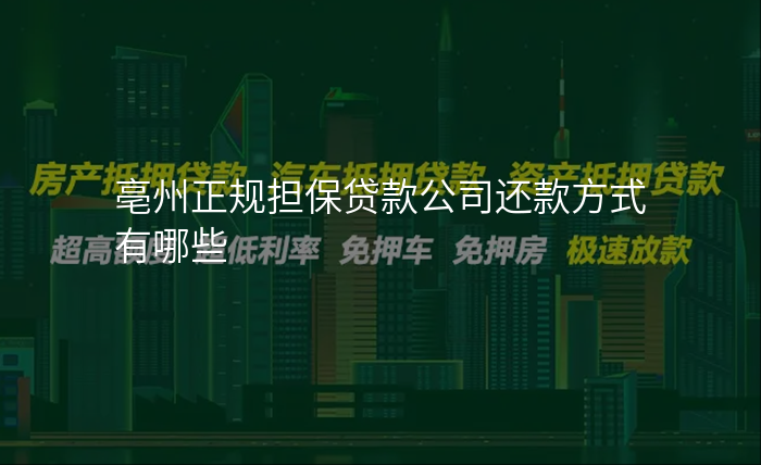 亳州正规担保贷款公司还款方式有哪些