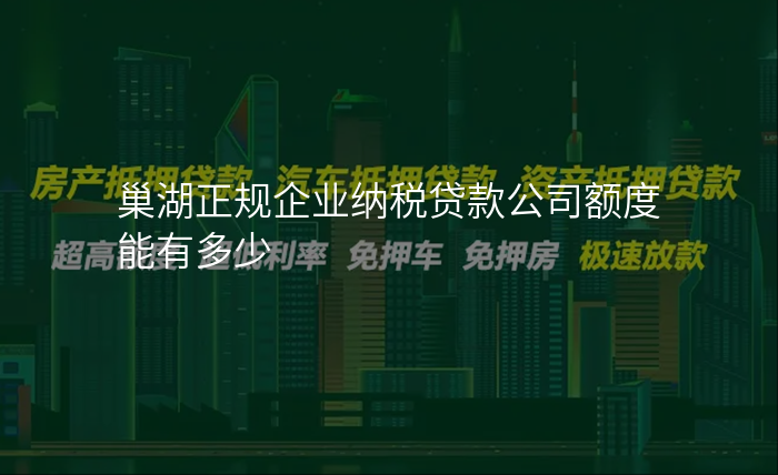 巢湖正规企业纳税贷款公司额度能有多少