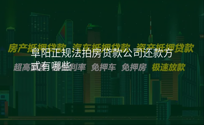 阜阳正规法拍房贷款公司还款方式有哪些