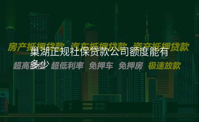 巢湖正规社保贷款公司额度能有多少