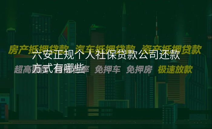 六安正规个人社保贷款公司还款方式有哪些