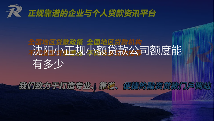 沈阳小正规小额贷款公司额度能有多少