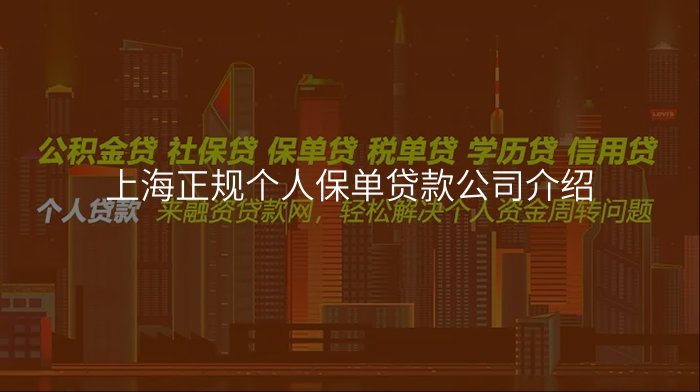 上海正规个人保单贷款公司介绍