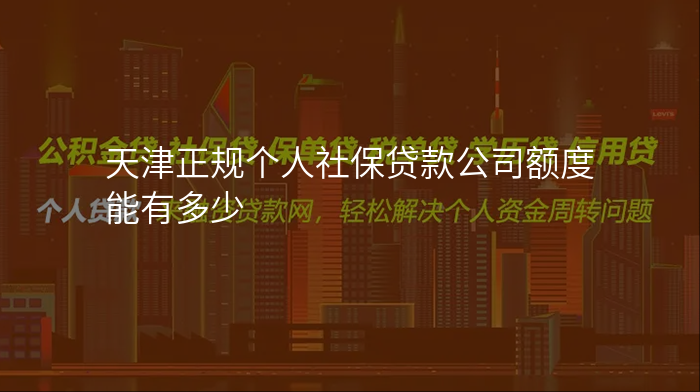 天津正规个人社保贷款公司额度能有多少