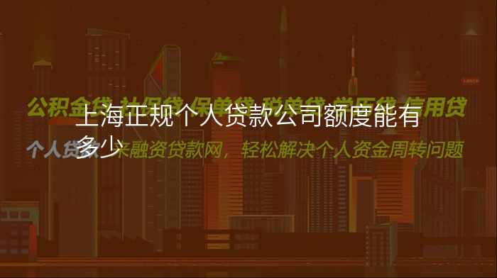 上海正规个人贷款公司额度能有多少