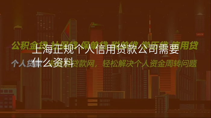 上海正规个人信用贷款公司需要什么资料