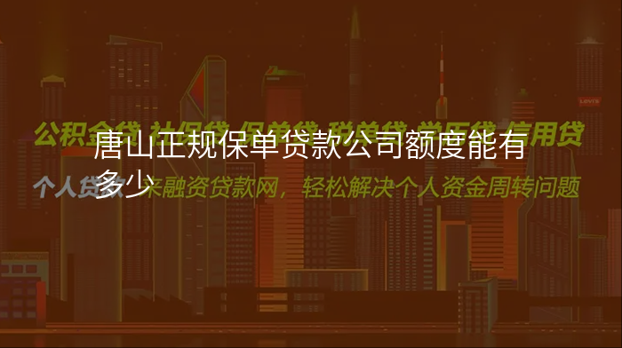 唐山正规保单贷款公司额度能有多少