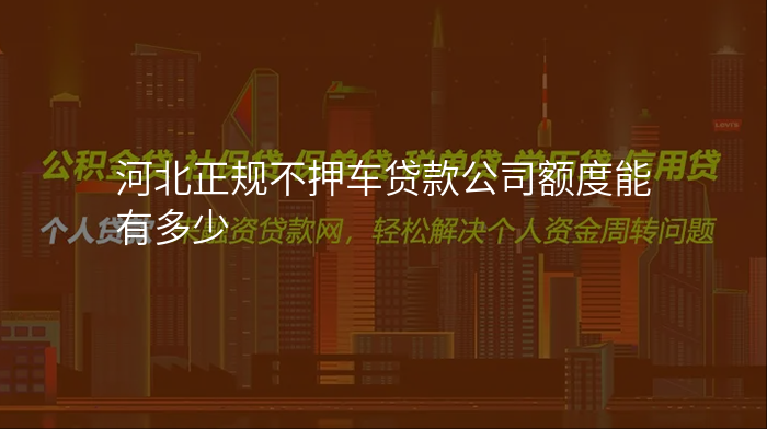 河北正规不押车贷款公司额度能有多少