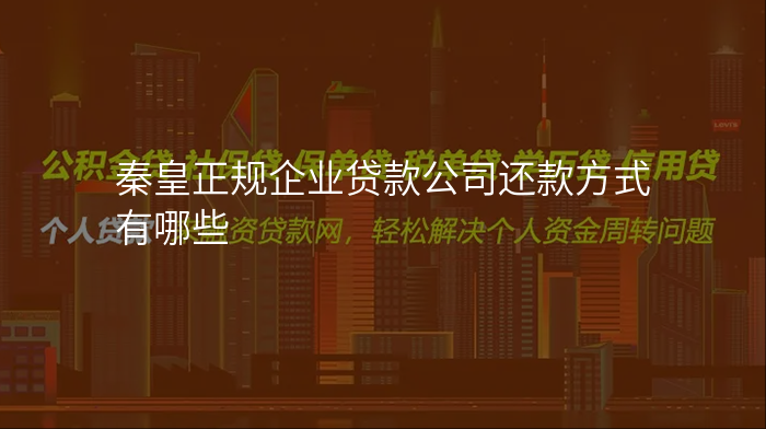 秦皇正规企业贷款公司还款方式有哪些