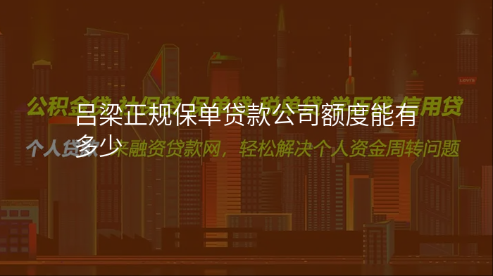 吕梁正规保单贷款公司额度能有多少