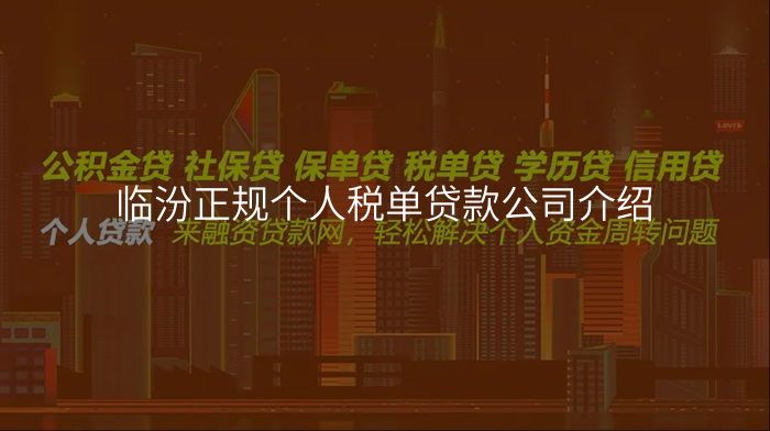 临汾正规个人税单贷款公司介绍