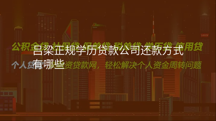 吕梁正规学历贷款公司还款方式有哪些