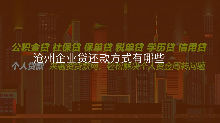 沧州企业贷还款方式有哪些