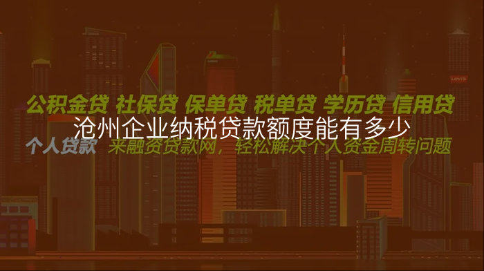 沧州企业纳税贷款额度能有多少