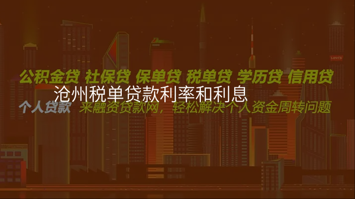 沧州税单贷款利率和利息
